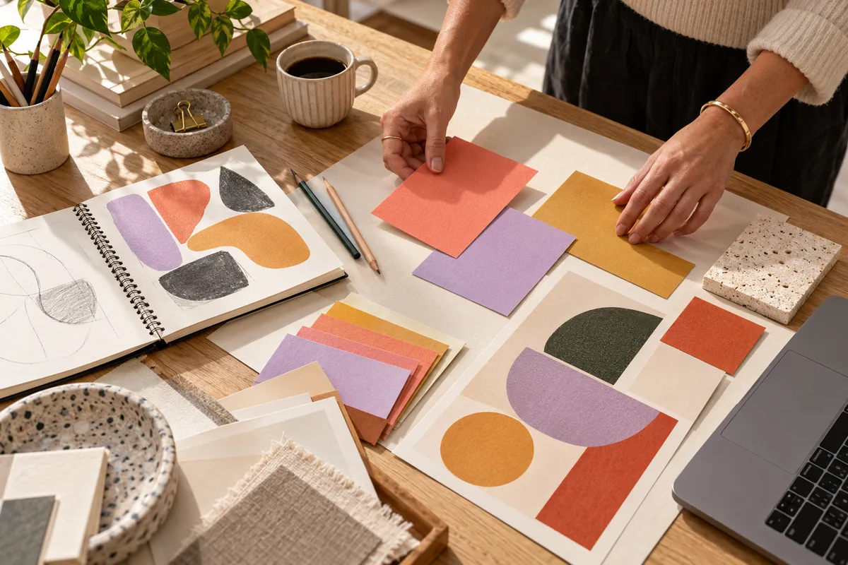 Mesa de trabajo de un estudio creativo, imagen ilustrativa