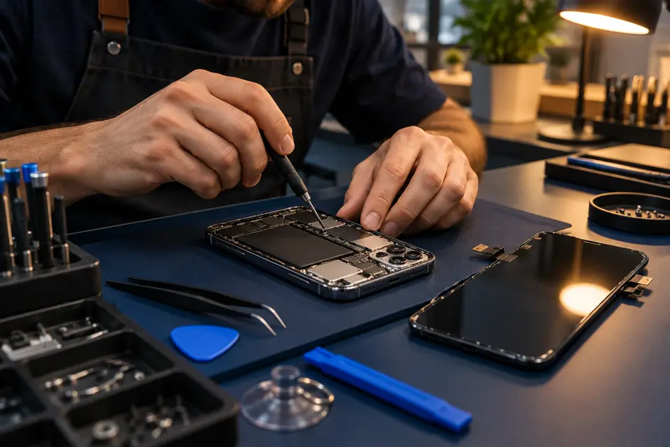 Reparación de un celular en un taller